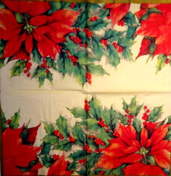 205 Christmas Flowers - 3-ply (cream)